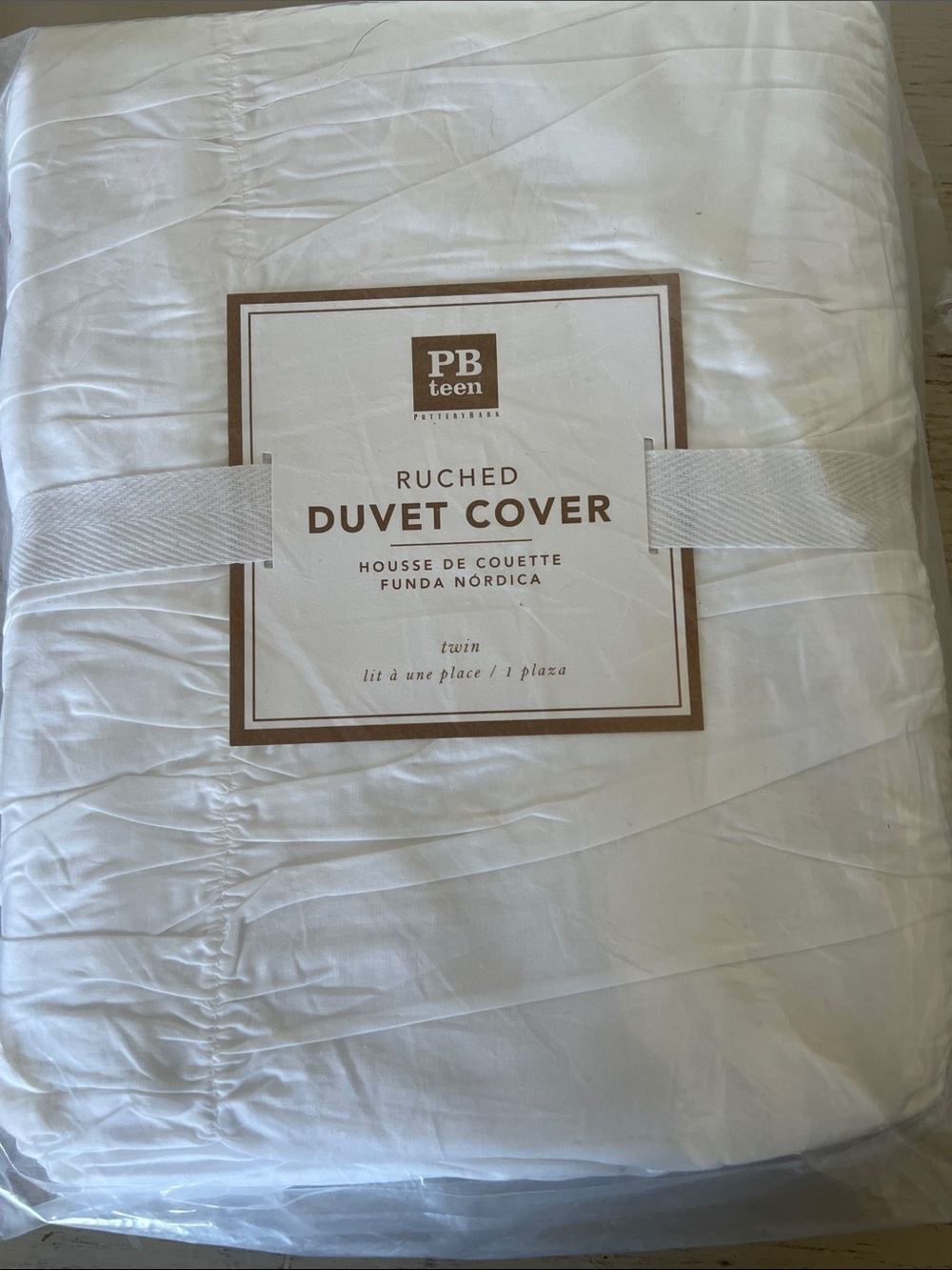 Pottery Barn teen ruched 100% cotton duvet Cover twin New